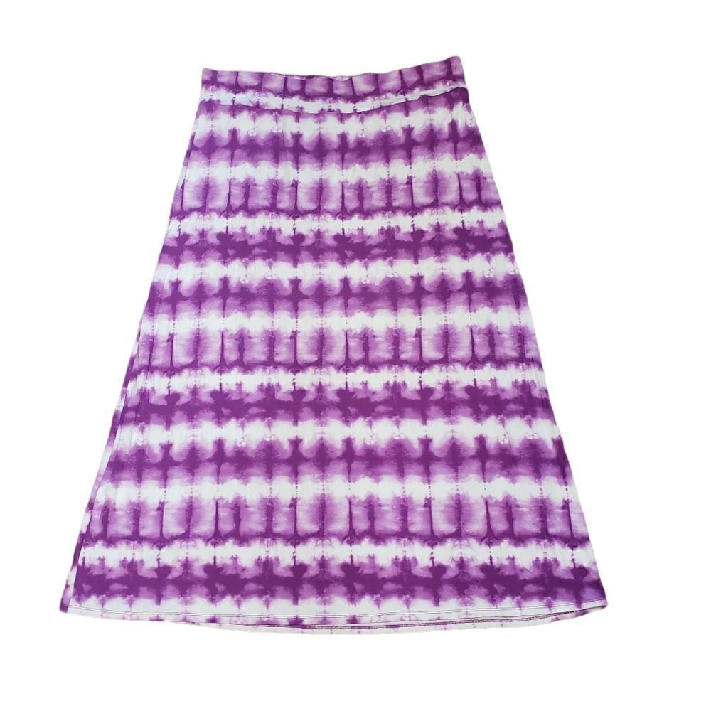 Ava & Viv Purple White Tie Dyed Midi Skirt Sz 1X